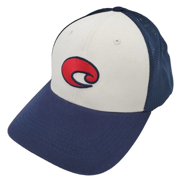 Costa Del Mar Fishing Embroidered Snapback Mesh‎ Trucker Adjustable Cap Hat Blue - Picture 1 of 6